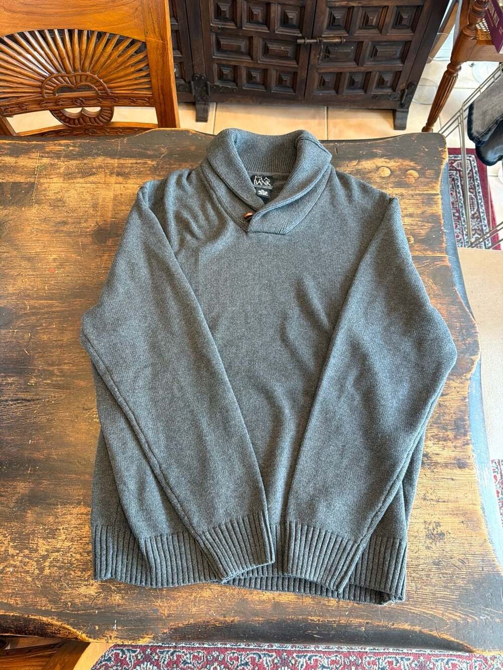 Jos. A. Bank Executive Collection Gray 100% Cotton Shawl Collar Sweater - XL